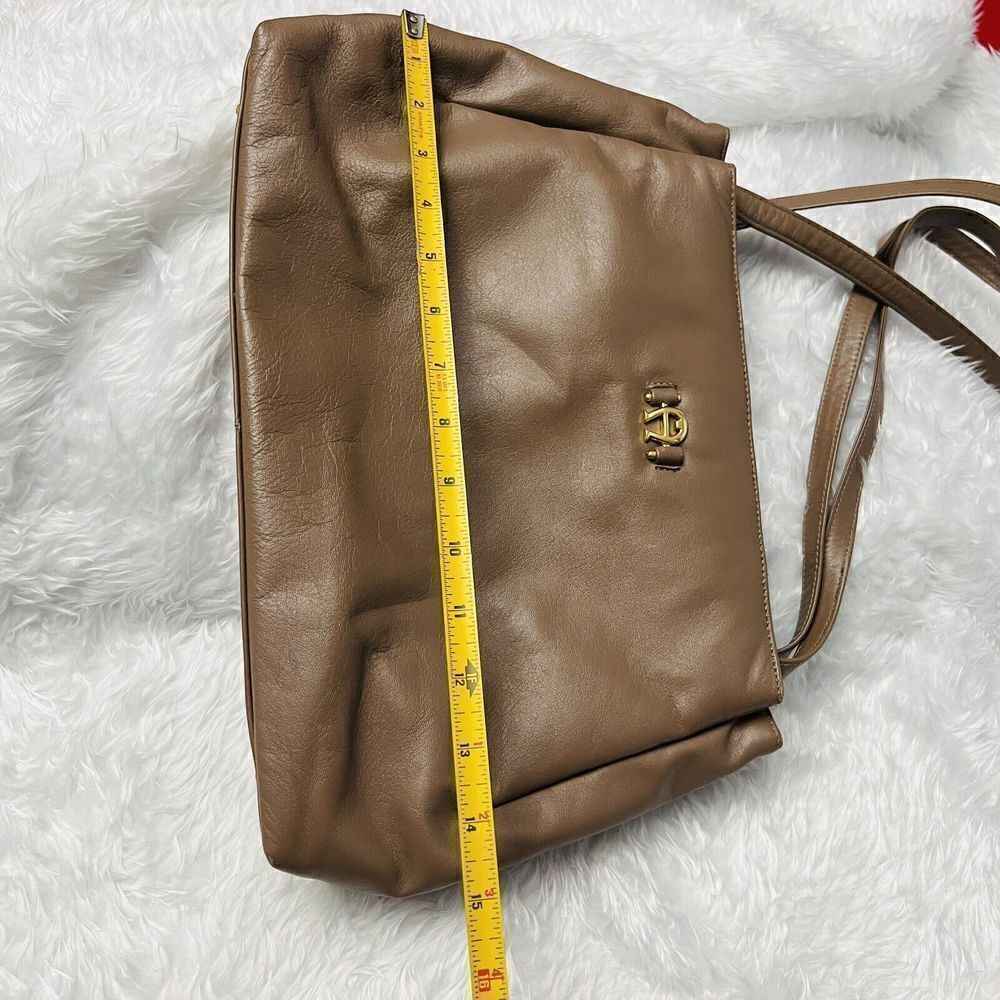 RARE Etienne Aigner Shoulder Bag Soft Cowhide Leather Taupe Tan Gold Y2K Vintage - Picture 15 of 15